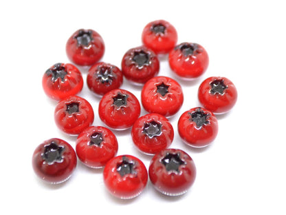 Red lingonberry glass beads, Red glass huckleberry, Nothern berry, Lampwork berry, Lampwork cowberry, Glass red whortleberry