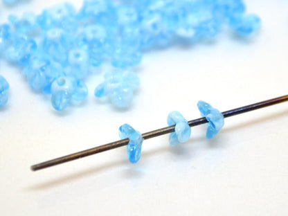 blue flower beads aqua blue sky beads mini flower beads small flower beads something blue tiara crown handmade lampwork beads light blue