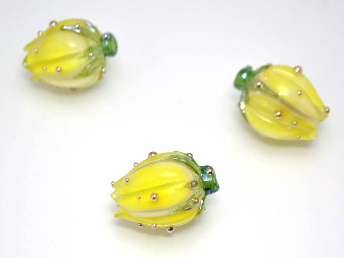 Sunny yellow flower lampwork beads Artisan lampwork Floral lampwork Bright and sunny Yellow beads Jewelry yellow earrings sunshine pendant