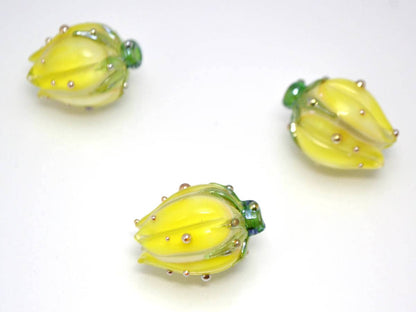 Sunny yellow flower lampwork beads Artisan lampwork Floral lampwork Bright and sunny Yellow beads Jewelry yellow earrings sunshine pendant