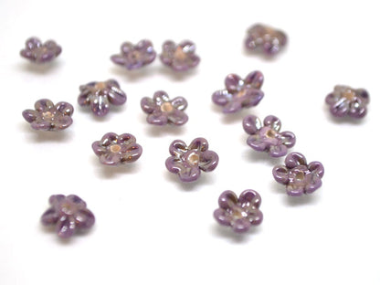 Dark lilac Mini flower beads, Purple shine beads, Small flowers, Flower embellishment, Tiny flowers, Small Tiara flowers
