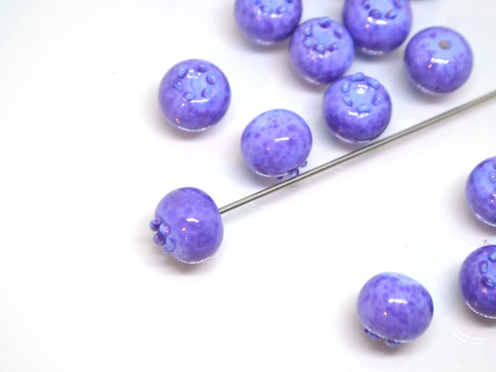 Glass purple blueberry, Lampwork berry, Lavender purple glass berries, Realistic berry
