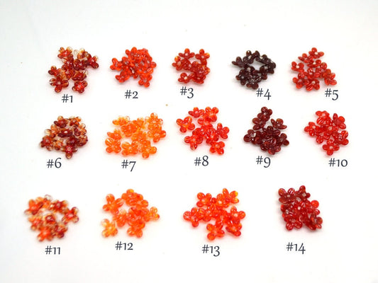Red small flower beads, 14 shades of red flowers for headband, Red tiny flowers for tiara making, mini glass flower, transparent small beads