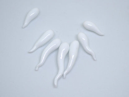 White opaque Lampwork Icicle, Icicle Glass Beads, Christmas beads, Glass Miniature Winter, Icicle pendant, Handmade lampwork, half-drilled