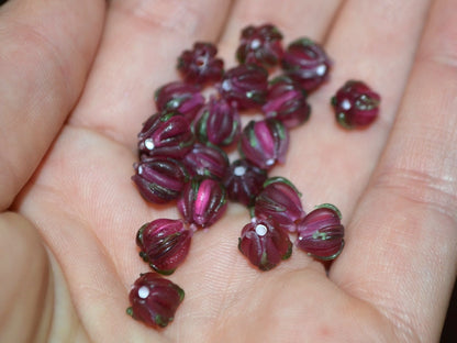 Frosted Pink Yarrow beads, Berry flower beads, Small glass beads, 7mm flower beads, Artisan lampwork