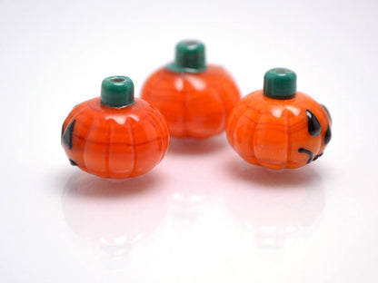 helloween glass pumpkin orange beads artisan lampwork jewelry making set handmade halloween pumpkin mask jewelry cute earrings pendant