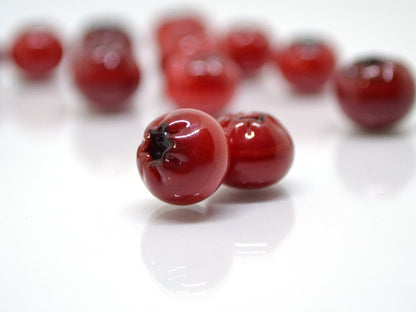 Red lingonberry glass beads, Red glass huckleberry, Nothern berry, Lampwork berry, Lampwork cowberry, Glass red whortleberry