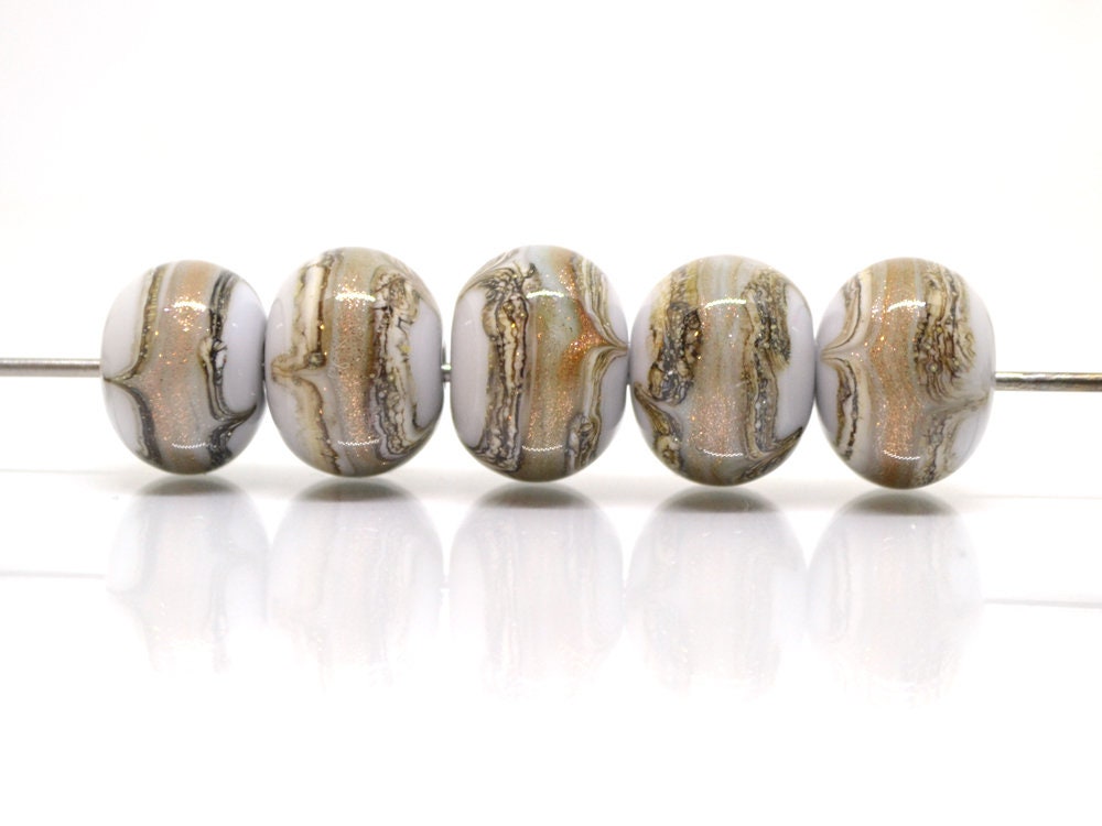 Gray Gold sand glass beads, Gray sparkle Glass beads, Handmade lampwork beads, Artisan lampwork, Rondelle beads,Lampwork Beads set,Glass art