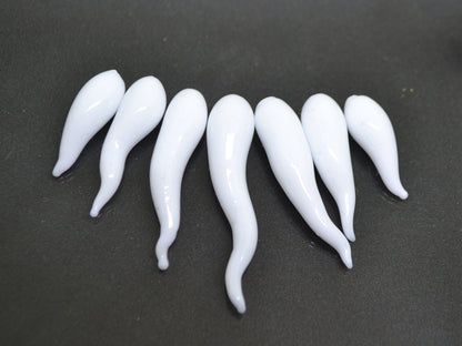 White opaque Lampwork Icicle, Icicle Glass Beads, Christmas beads, Glass Miniature Winter, Icicle pendant, Handmade lampwork, half-drilled