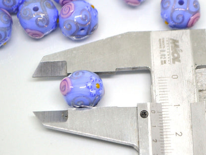 Blue purple handmade glass lampwork beads|Periwinkle blue jewelry|Venetian beads|Artisan lampwork|Periwinkle wedding|Jewelry making|Floral