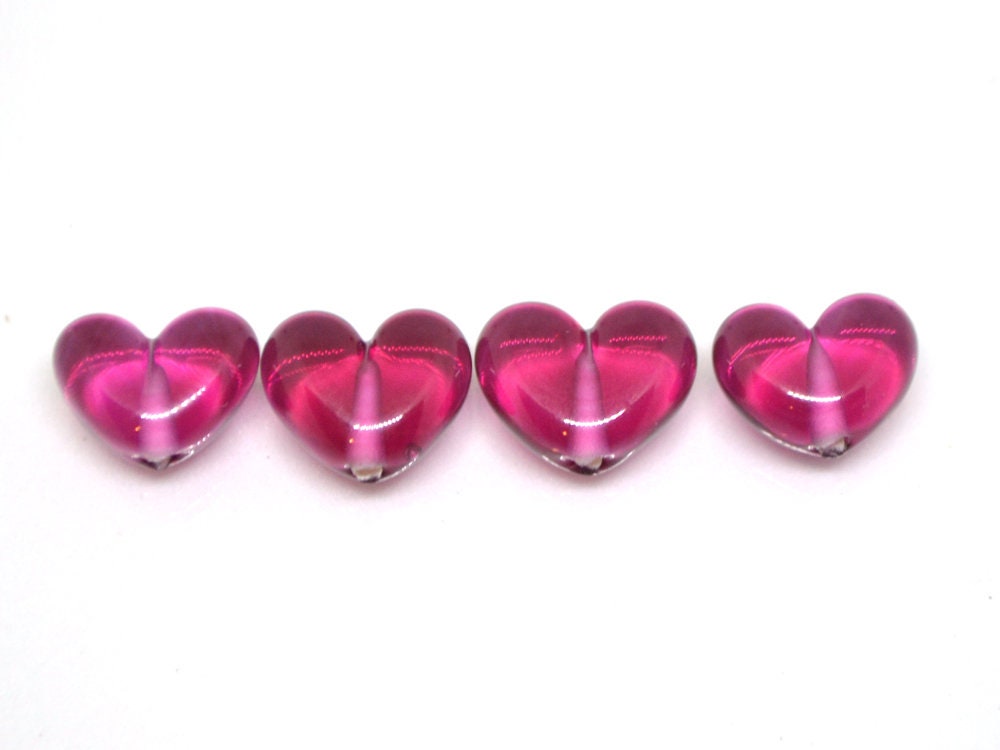 Small pink heart beads, Flat heart beads, Lampwork heart, Pink glass beads, Glass heart shape bead, Heart bracelet making, Artisan lampwork