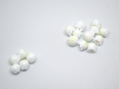 Lampwork lily of the valley beads, Glass may-lily beads, Floral lampwork beads, Tiny beads, White flower bud beads