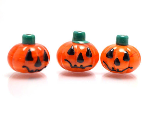 helloween glass pumpkin orange beads artisan lampwork jewelry making set handmade halloween pumpkin mask jewelry cute earrings pendant