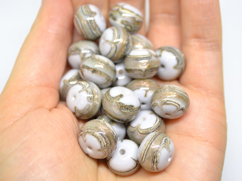 Gray Gold sand glass beads, Gray sparkle Glass beads, Handmade lampwork beads, Artisan lampwork, Rondelle beads,Lampwork Beads set,Glass art