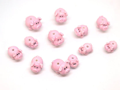 Lampwork pig beads