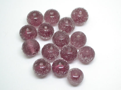 Frosted purple glass beads, Artisan lampwork rondelle beads, amethyst glass beads, sugar glass beads for jewelry making bracelet earrings