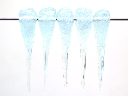 Blue Frosted Icicle Beads, Icicle Glass beads, Snow Lampwork, Focal Christmas Beads, Artisan lampwork, Icicle Ornament, Glass icicle charm