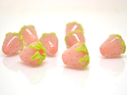 Pale orange Strawberry beads, Glass berry beads, Lampwork berries, Lampwork strawberry, Nature inspired, Berry jewelry