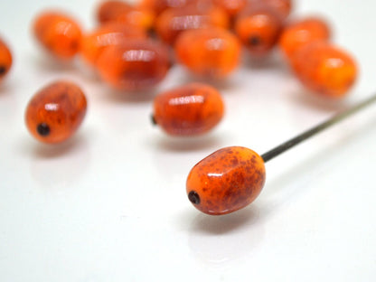 Glass sea buckthorn beads 2 pcs, Orange Glass berry, Orange lampwork beads,  Lampwork berries, Artisan lampwork, half-drilled beads