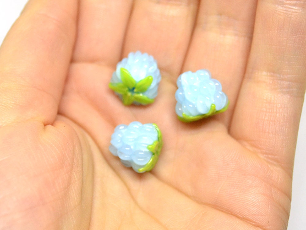 Sky blue lampwork raspberry, Gloss Glass berries, Lampwork berry beads, Berry fruit beads, Glass Raspberry, Tiny Food lampwork beads