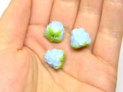Sky blue lampwork raspberry, Gloss Glass berries, Lampwork berry beads, Berry fruit beads, Glass Raspberry, Tiny Food lampwork beads