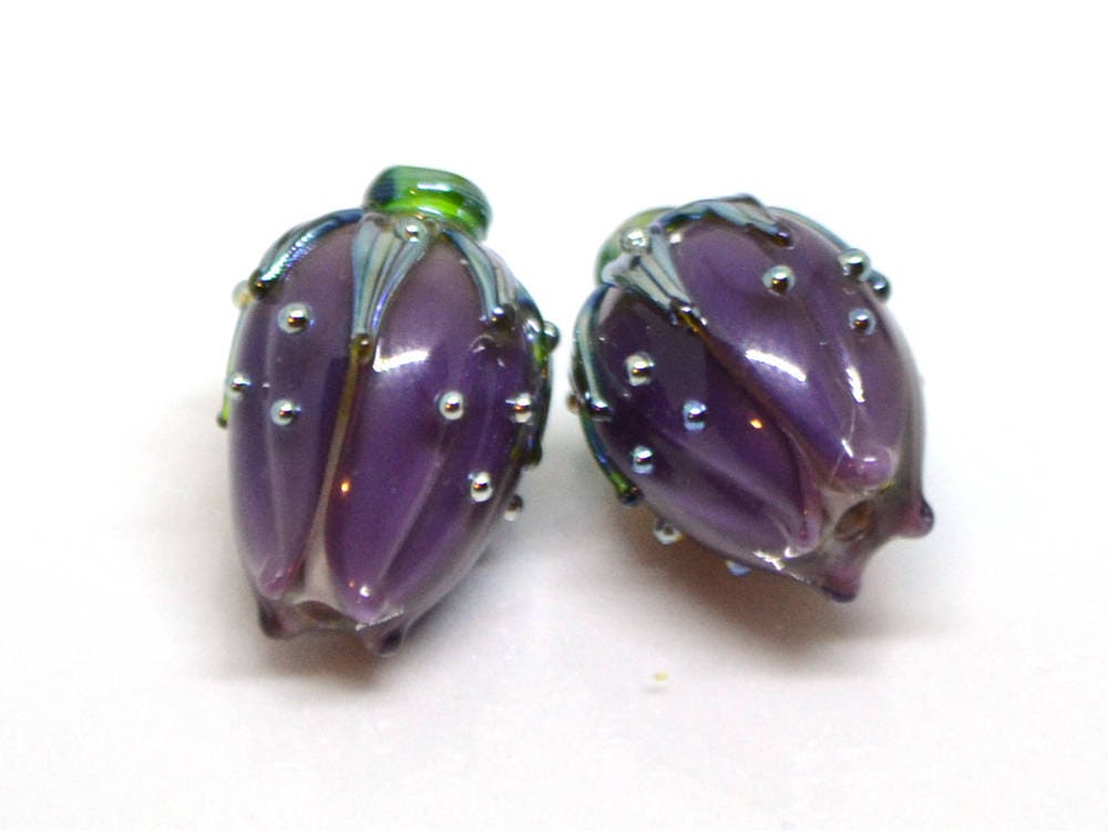 dark purple flower lampwork handmade beads glass  Flower pendant necklace artisan lampwork flower lampwork glass beads flower bead purple