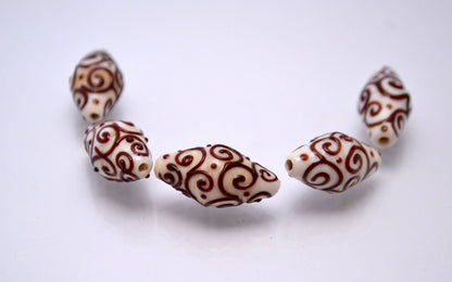 handmade bead glass jewelry rhombus bead beige jewelry supplies brown design bead ivory bead artisan lampwork glass set handcrafted glass