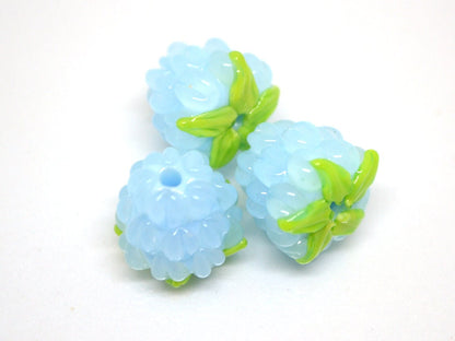 Sky blue lampwork raspberry, Gloss Glass berries, Lampwork berry beads, Berry fruit beads, Glass Raspberry, Tiny Food lampwork beads