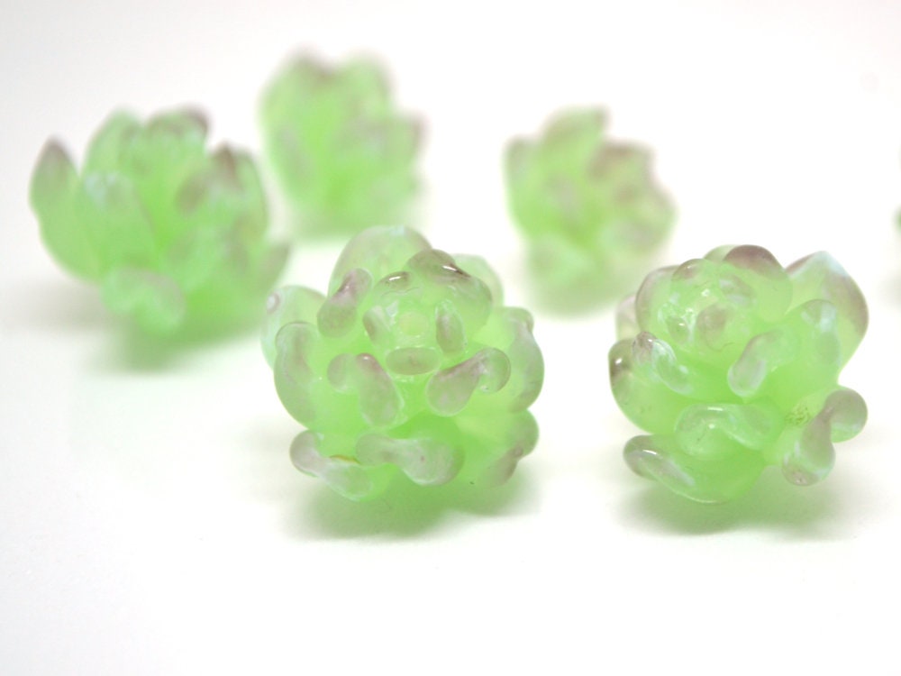 Glass succulent beads, Matte glass beads, Frosted glass beads, Home flowers,Cactus miniature,Succulent sculpture, Cacti figurine,Tiny cactus