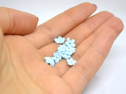 Opaque blue Mini flower beads, Blue spacer beads, Wedding lampwork, Flower bead caps, Something blue, Tiny flowers, Blue wedding beads
