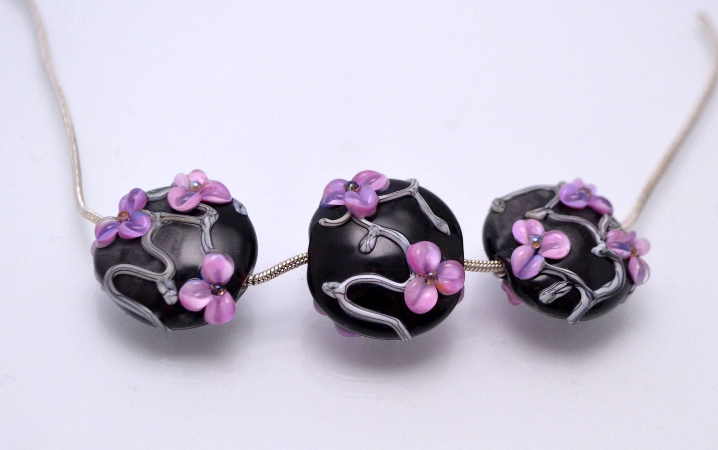 flower bead making black glass shape bead bracelet making glass handmade floral jewelry purple bead design artisan lampwork flowers