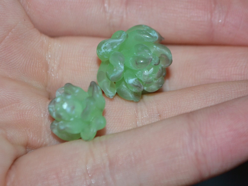 Glass succulent beads, Matte glass beads, Frosted glass beads, Home flowers,Cactus miniature,Succulent sculpture, Cacti figurine,Tiny cactus