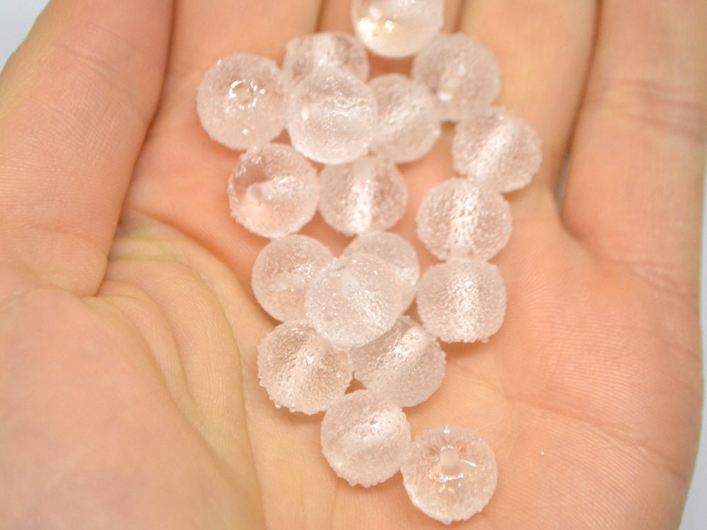 White frosted glass beads, Freeze glass beads, Icy lampwork beads, Rondelle glass beads, Sugar glass beads