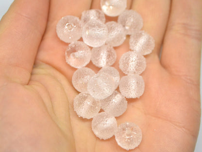 White frosted glass beads, Freeze glass beads, Icy lampwork beads, Rondelle glass beads, Sugar glass beads