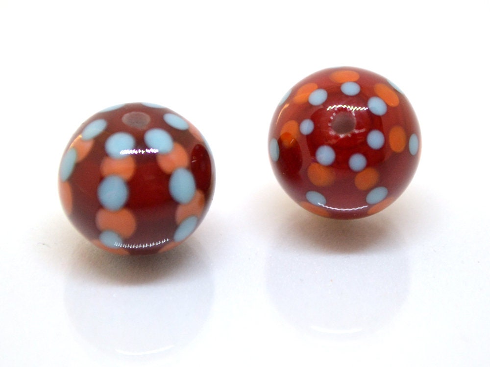 Red dotted beads handmade glass beads lampwork beads polka dot beads murano glass murano beads red polka dot beads dark red beads lampwork