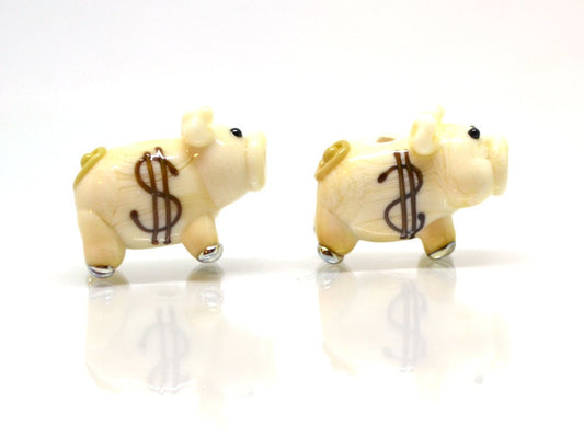 Glass piggy bank beads