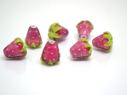 Fuchsia Strawberry glass beads, Magenta berry beads, Lampwork berry beads, Lampwork berries, Lampwork strawberry, Glass berries
