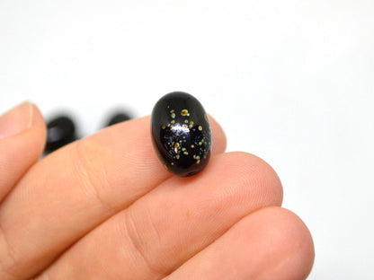 Olive lampwork beads, Black glass berry beads, Glass Olive-tree beads, Lampwork berries, Artisan lampwork, berry pendant, half-drilled beads