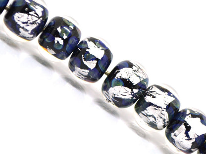 Black silver foil lampwork beads, Handmade glass beads, Artisan Lampwork, Art beads, rondelle beads