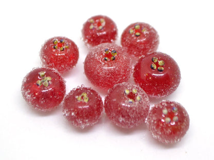 Red frost currant glass beads, Frosted glass berries, Lampwork berry, Lampwork currant, Glass Redcurrant,Lampwork glass beads,Handmade beads