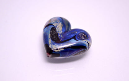 blue heart jewelry romantic bead wedding jewelry making glass heart sea glass bead shaped necklace blue artisan lampwork glass color heart