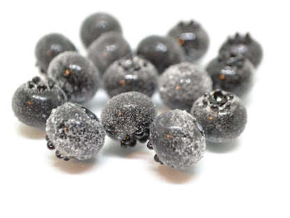 Glass black blueberry, Lampwork berry, Frost glass berries, Lampwork blueberry