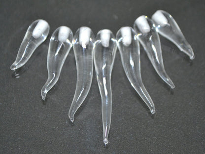 Clear Lampwork Icicle, Handmade lampwork, Icicle Glass Beads, Icicle jewelry, Winter jewelry, Christmas beads, Icicle pendant, half-drilled