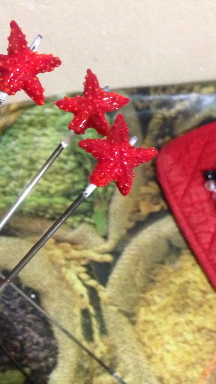 Red lampwork starfish Focal bead pendant Murano glass Lampwork ocean Jewelry marine glass beads Kid jewelry Nautical Jewelry making bead