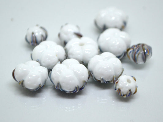 Lampwork cotton flower, Cotton flower beads, Nature inspired, Artisan lampwork, white silver beads