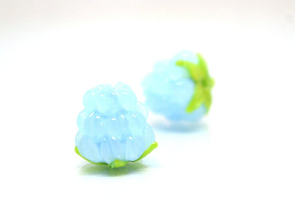 Sky blue lampwork raspberry, Gloss Glass berries, Lampwork berry beads, Berry fruit beads, Glass Raspberry, Tiny Food lampwork beads