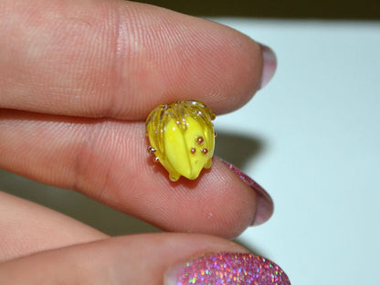 Yellow flower bead, 10mm flower bead, Yellow flower spacer, Sunshine yellow floral beads, Yellow glass flower, Bright yellow beads, Lampwork