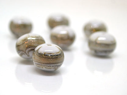 Gray Gold sand glass beads, Gray sparkle Glass beads, Handmade lampwork beads, Artisan lampwork, Rondelle beads,Lampwork Beads set,Glass art