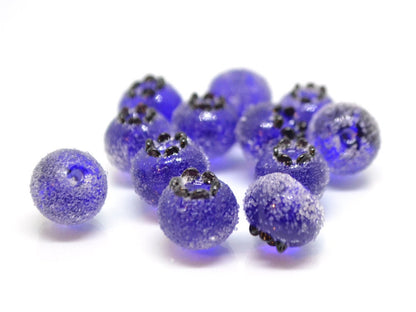 Frost glass berries, Lampwork blue cobalt blueberry, Lampwork berry, Northcountry Blueberry