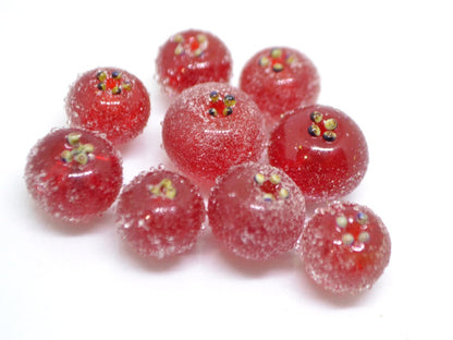 Red frost currant glass beads, Frosted glass berries, Lampwork berry, Lampwork currant, Glass Redcurrant,Lampwork glass beads,Handmade beads
